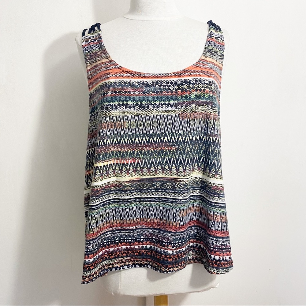 DEB Aztec stripe tank top thin caged back strap 1X